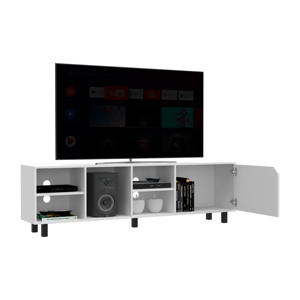 Leoglint TV Stand for TV´s up 70" Estocolmo, Four Open Shelves, White Finish