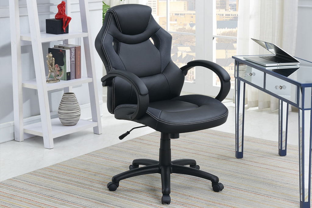 Leoglint Office Chair Upholstered 1pc Cushioned Comfort Chair Relax Gaming Office Work Black Color