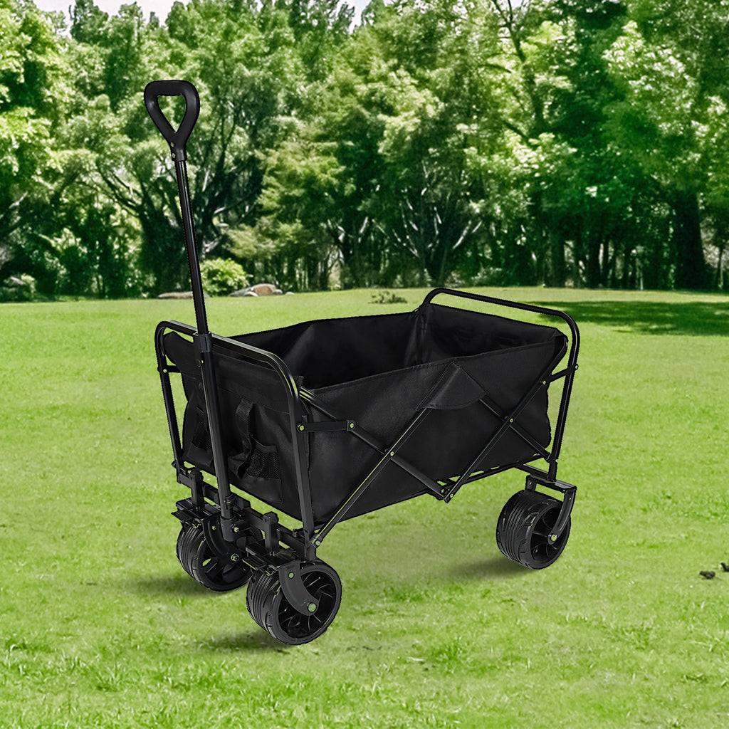 Leoglint 100L Collapsible Folding Beach Wagon Garden Cart with 220Lbs Large Capacity, Wagons Carts Heavy Duty Foldable with Big Wheels for Sand, Garden, Camping