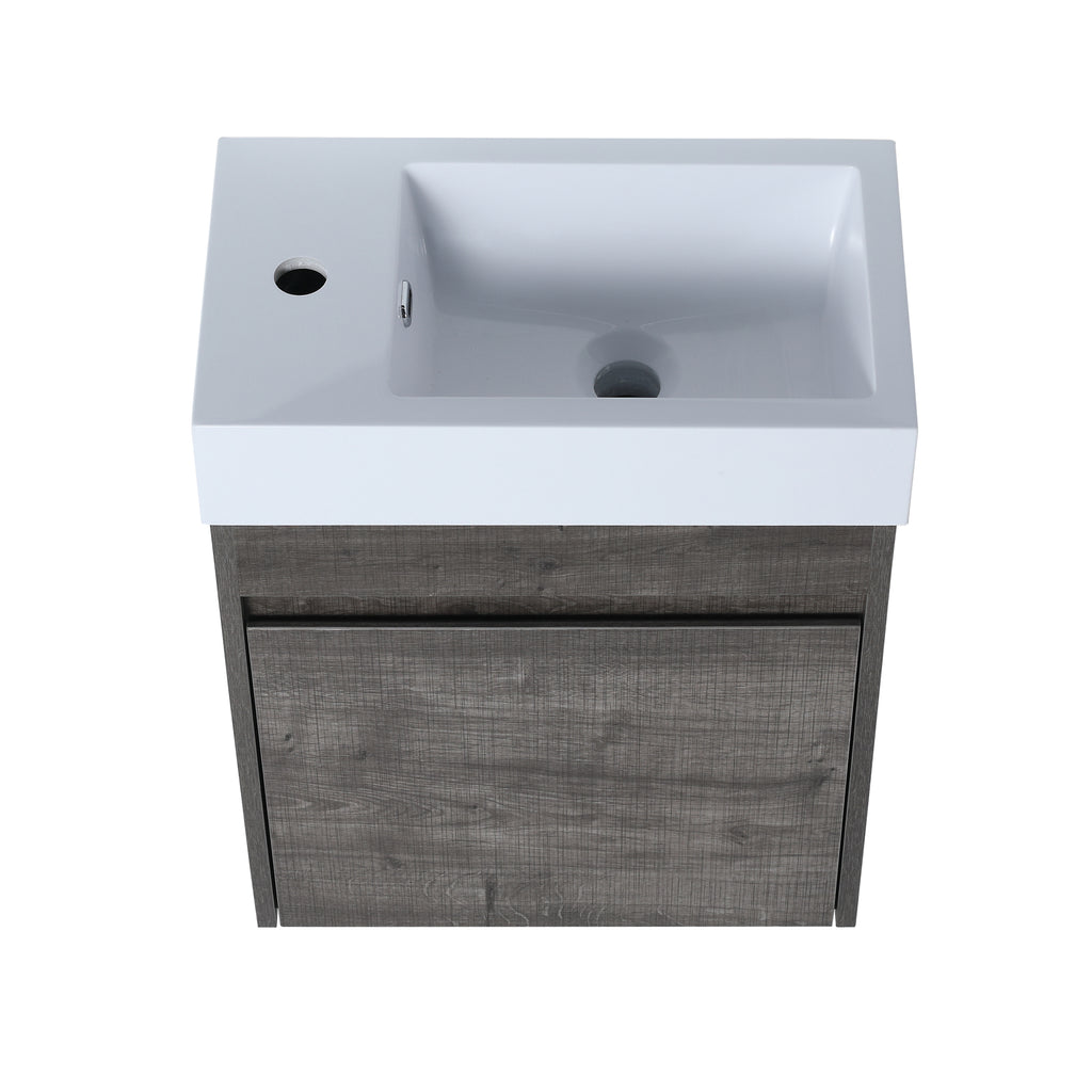 Leoglint 18'' Floating Wall-Mounted Bathroom Vanity with White Resin Sink & Soft-Close Cabinet Door