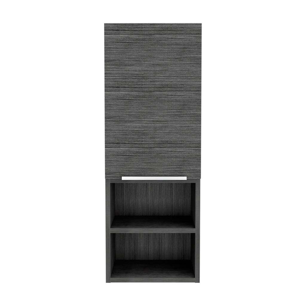 Leoglint Medicine 32H" Single Door Cabinet, Two External Shelves, Two Interior Shelves, Smokey Oak