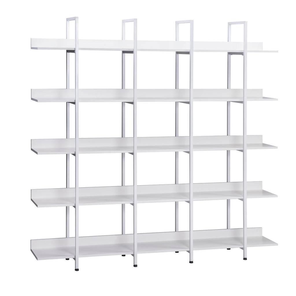 Leoglint [VIDEO] 5 Tier Bookcase Home Office Open Bookshelf, Vintage Industrial Style Shelf with Metal Frame, MDF Board