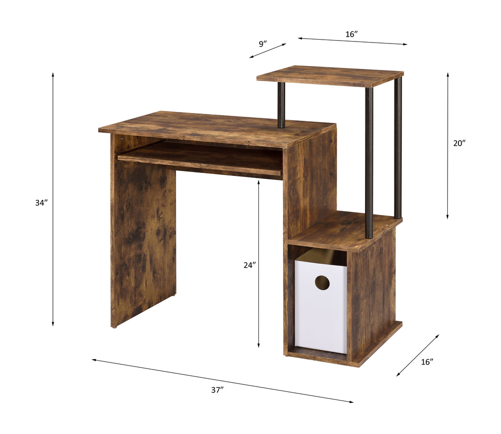 Leoglint ACME Lyphre Computer Office Desk, Weathered Oak & Black Finish 92760