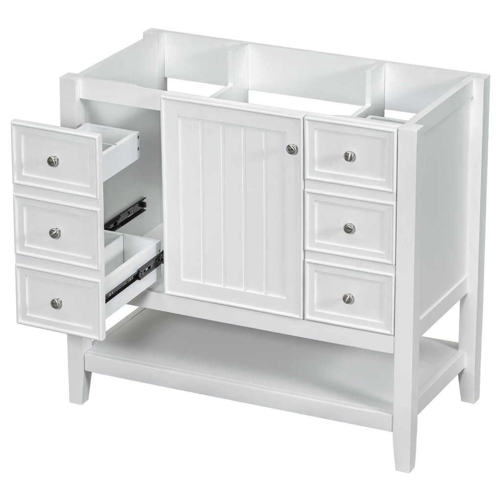 Leoglint 36" Bathroom Vanity without Sink, Cabinet Base Only, One Cabinet and three Drawers, White