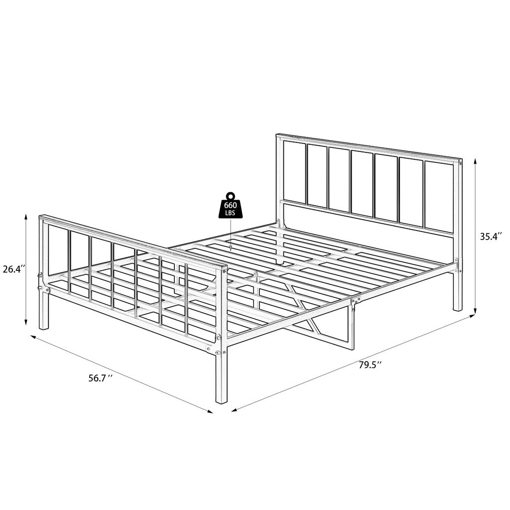 Metal Platform Bed frame with Headboard and Footboard,Sturdy Metal Frame, No Box Spring Needed(Full)