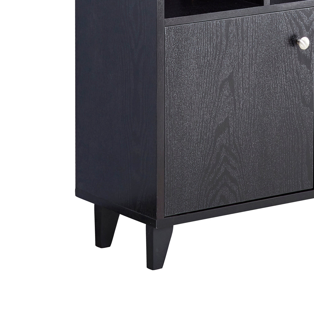 Leoglint Bookcase, Bookshelf with Doors, Black--[Old sku:AM180710-B]