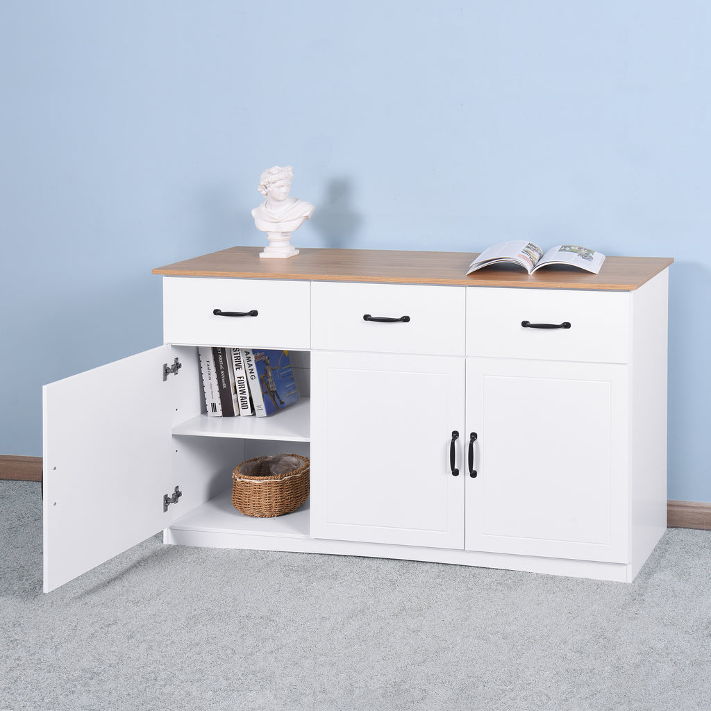 Leoglint White Buffet Cabinet with Storage, Kitchen Sideboard with 3 Doors and 3 Drawers, Coffee Bar Cabinet, Storage Cabinet Console Table for Living Room