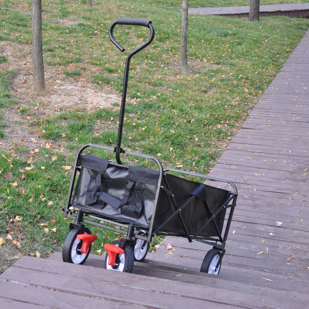 Leoglint Garden cart Folding Wagon Garden Shopping Beach Cart (black)