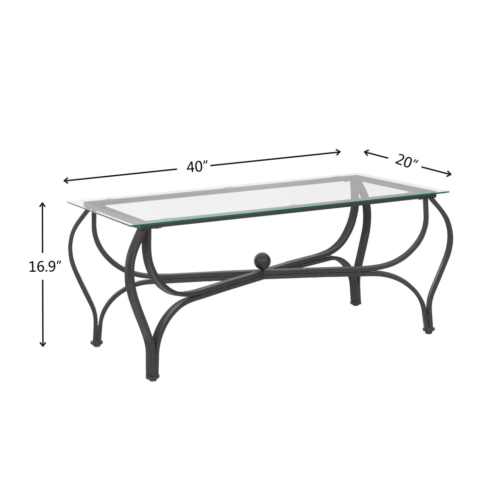 Leoglint Tempered Glass Surface 3-Piece Coffee Table Set Decor Rectangle Coffee Table with 2 Square End Side Table Unique Design Coffee Table with Sturdy Construction for Living Room (Rustic Black)