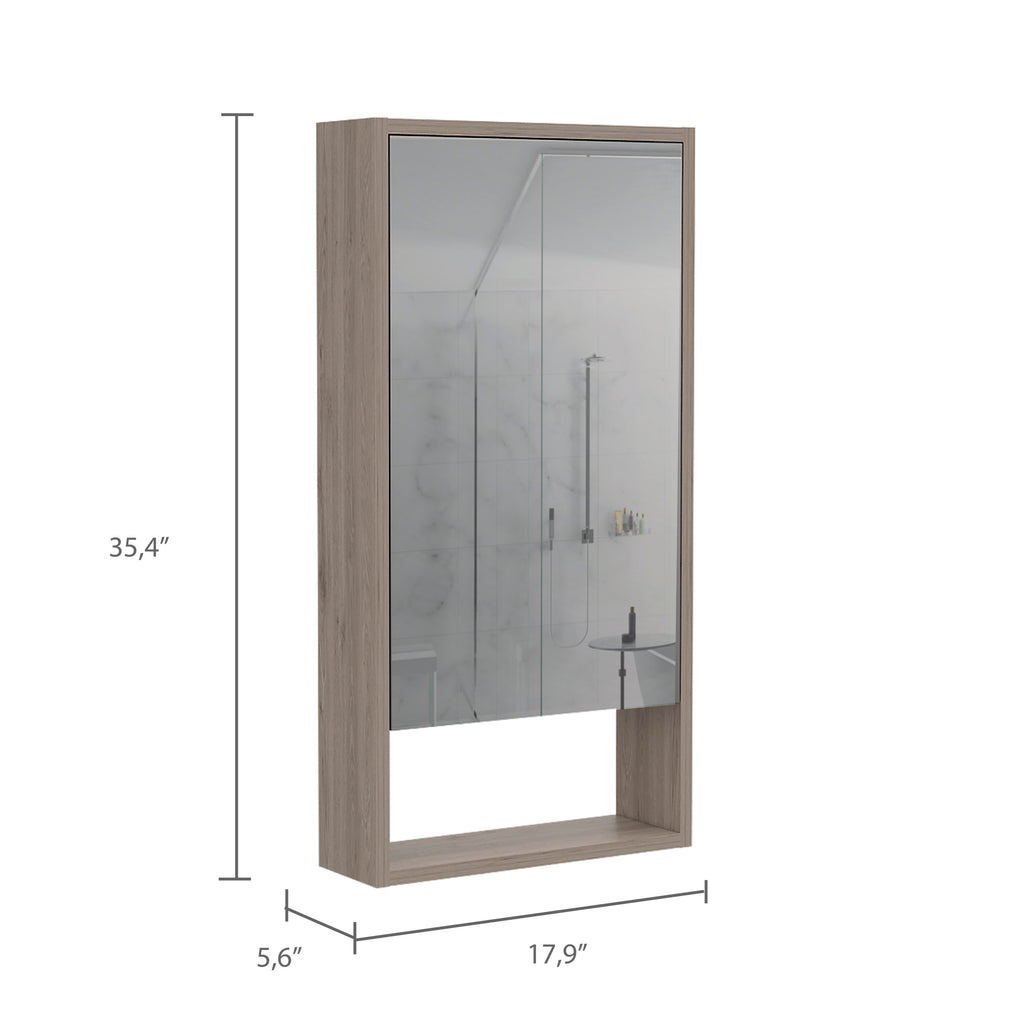 Leoglint Mariana Medicine Cabinet, One External Shelf, Single Door Mirror Two Internal Shelves -Light Gray