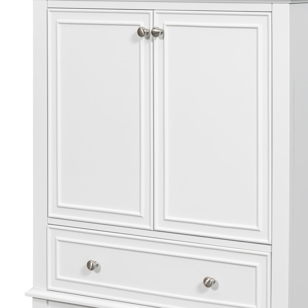 Leoglint 30" Bathroom Vanity without Sink, Base Only, Multi-functional Bathroom Cabinet with Doors and Drawer, Solid Frame and MDF Board, White