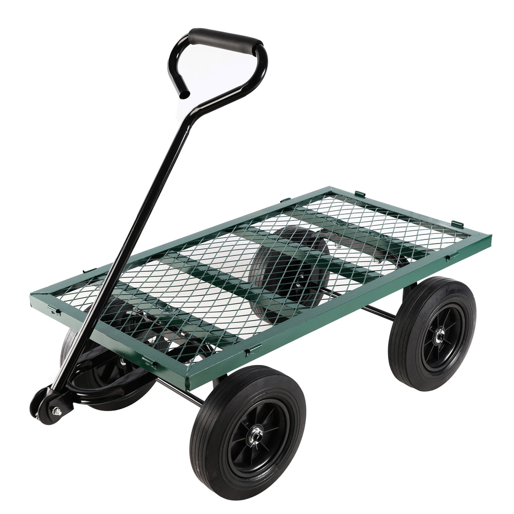 Leoglint (Green solid wheels wagon cart) Solid wheels Tools cart Wagon Cart Garden cart trucks  make it easier to transport firewood