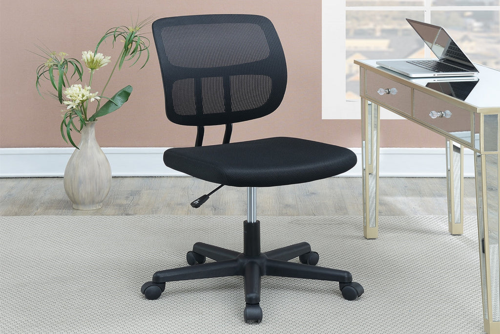 Leoglint Elegant Design 1pc Office Chair Black Mesh Desk Chairs wheels Breathable Material Seats