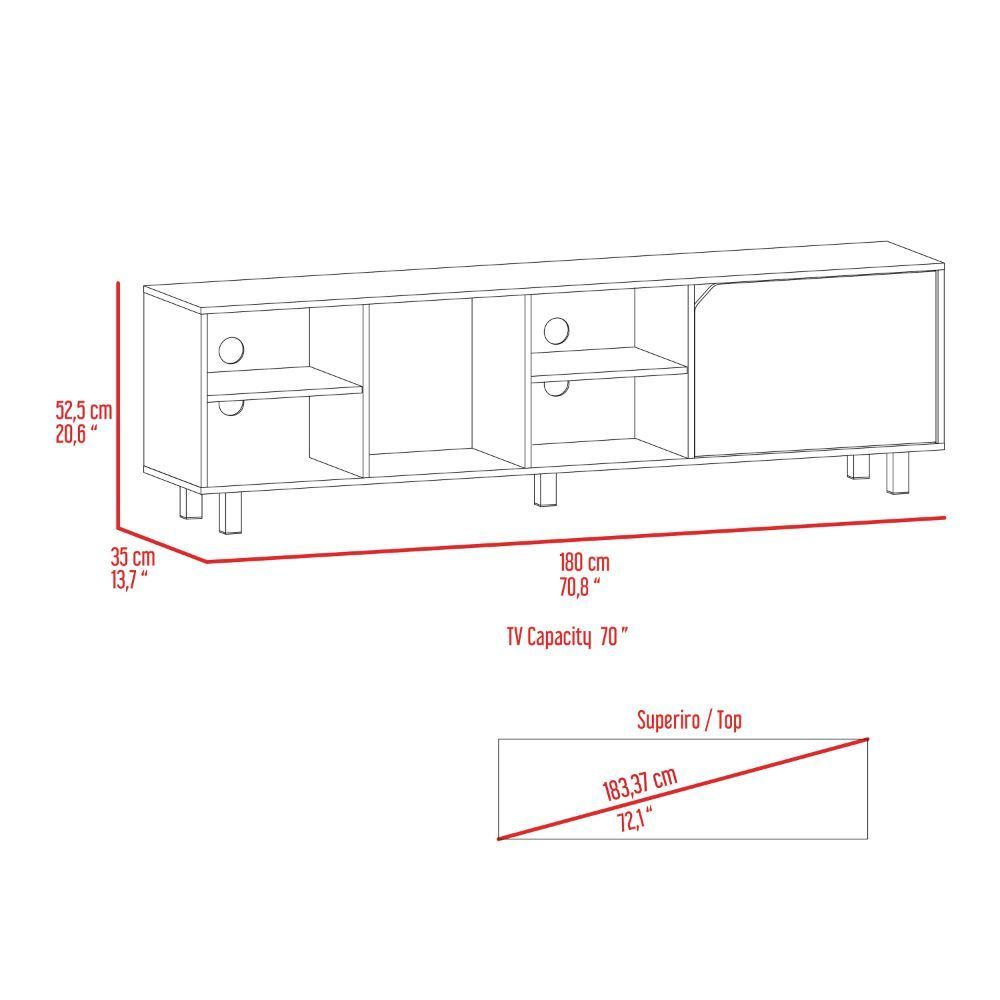 Leoglint TV Stand for TV´s up 70" Estocolmo, Four Open Shelves, White Finish