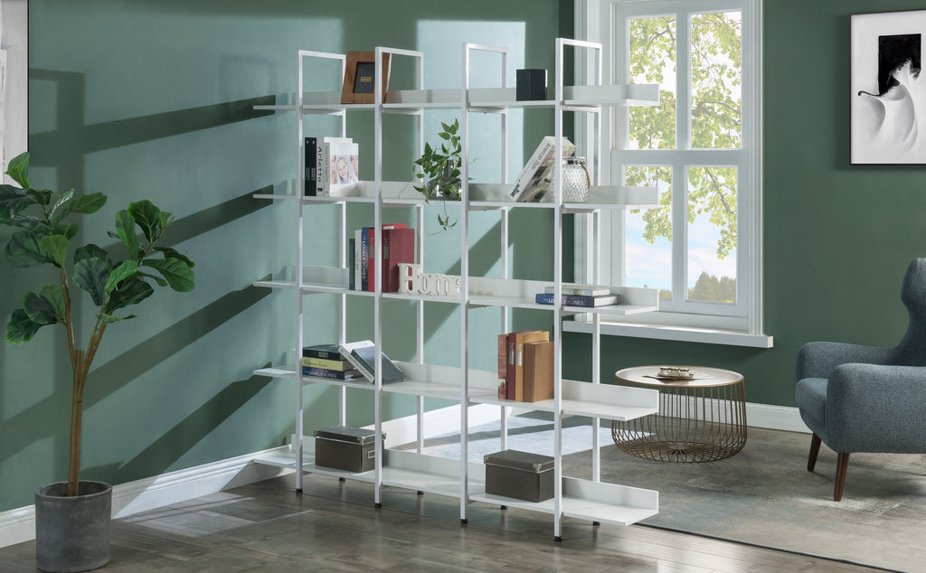 Leoglint [VIDEO] 5 Tier Bookcase Home Office Open Bookshelf, Vintage Industrial Style Shelf with Metal Frame, MDF Board