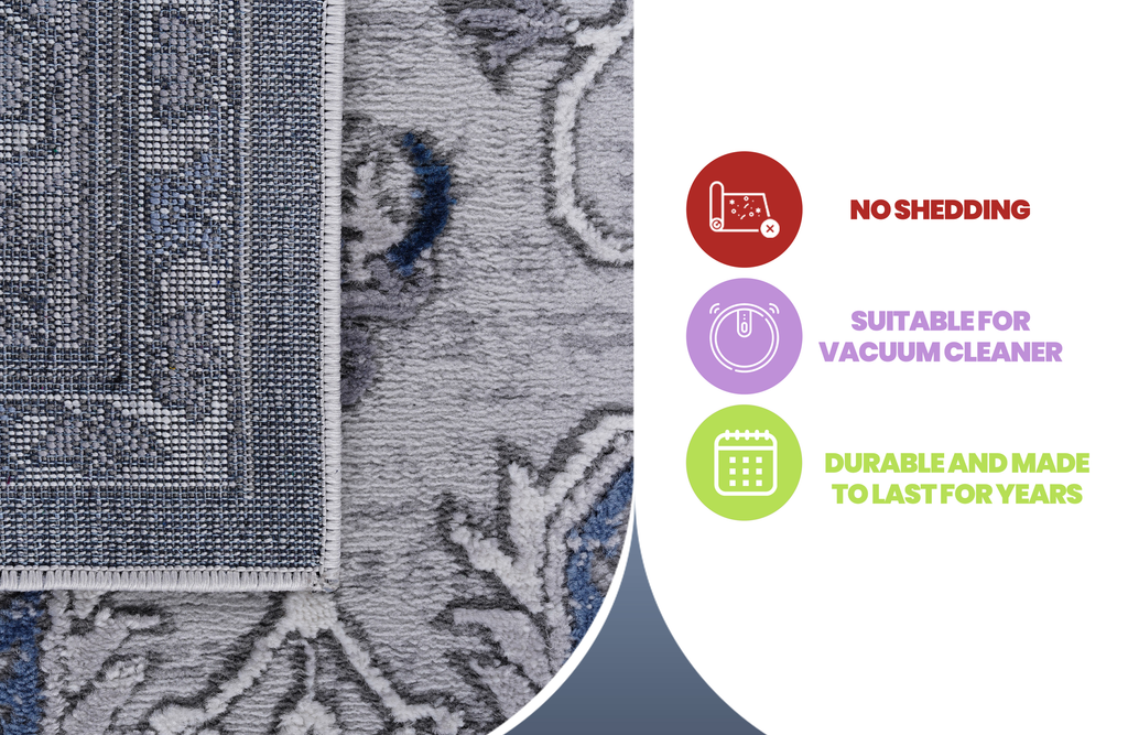 Leoglint 6X9 Grey/Blue/Oriental Non-Shedding Living Room Bedroom Dining Home Office Stylish and Stain Resistant Area Rug