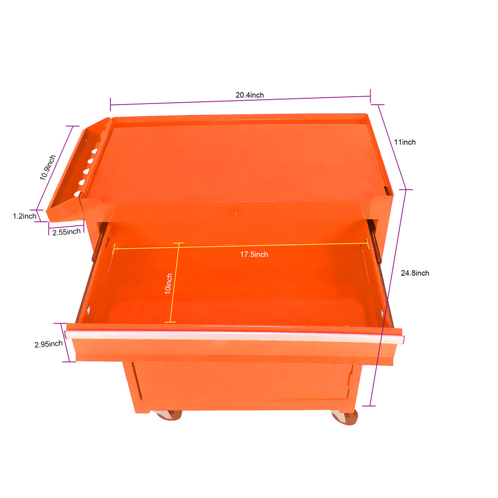 Leoglint Detachable 5 Drawer Tool Chest with Bottom Cabinet and One Adjustable Shelf--Orange