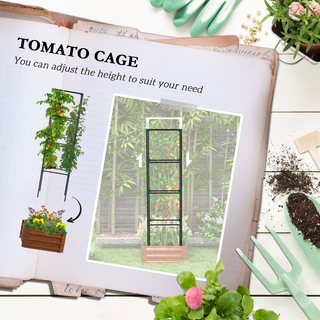 Leoglint Garden Trellis Galvanized Raised Garden Bed, 24" x 24" x 11.75" Outdoor Planter Box with Trellis Tomato Cage and Open Bottom for Climbing Vines, Vegetables, Flowers in Backyard, Garden, Patio, Brown