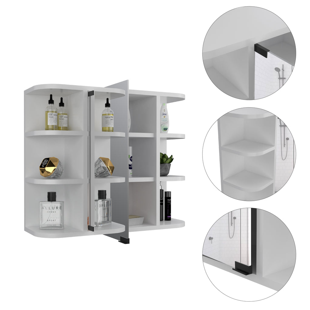 Leoglint Roseburg 6-Shelf Medicine Cabinet with Mirorr White