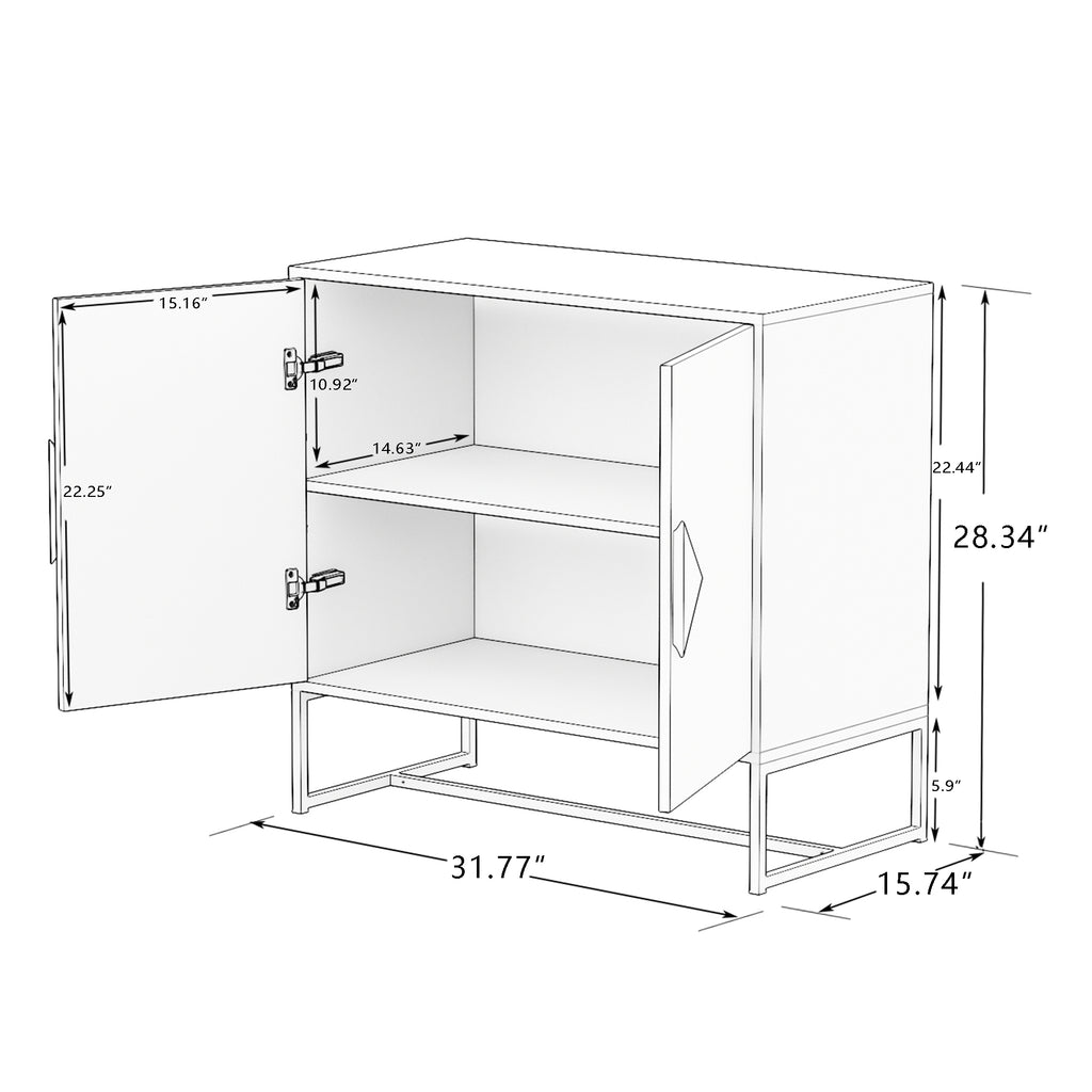 Leoglint Solid wood square shape handle 2 doors sideboard