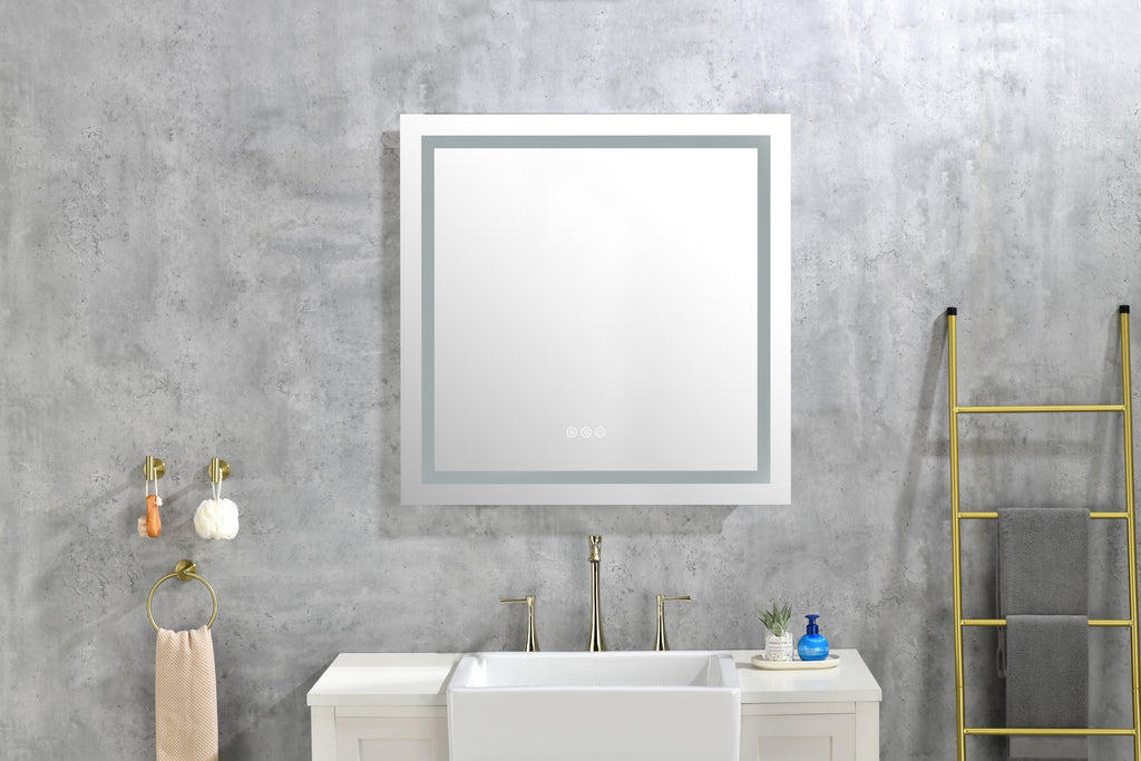 Leoglint 36x 36Inch LED Mirror Bathroom Vanity Mirrors with Lights, Wall Mounted Anti-Fog Memory Large Dimmable Front Light Makeup Mirror