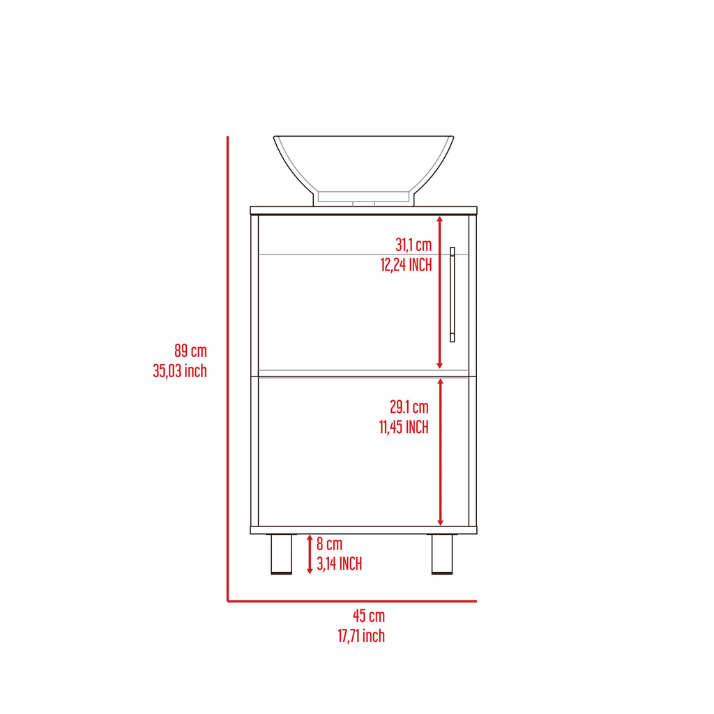 Leoglint Gouda 18" Single Bathroom Vanity, One Open Shelf, Single Door Cabinet -White