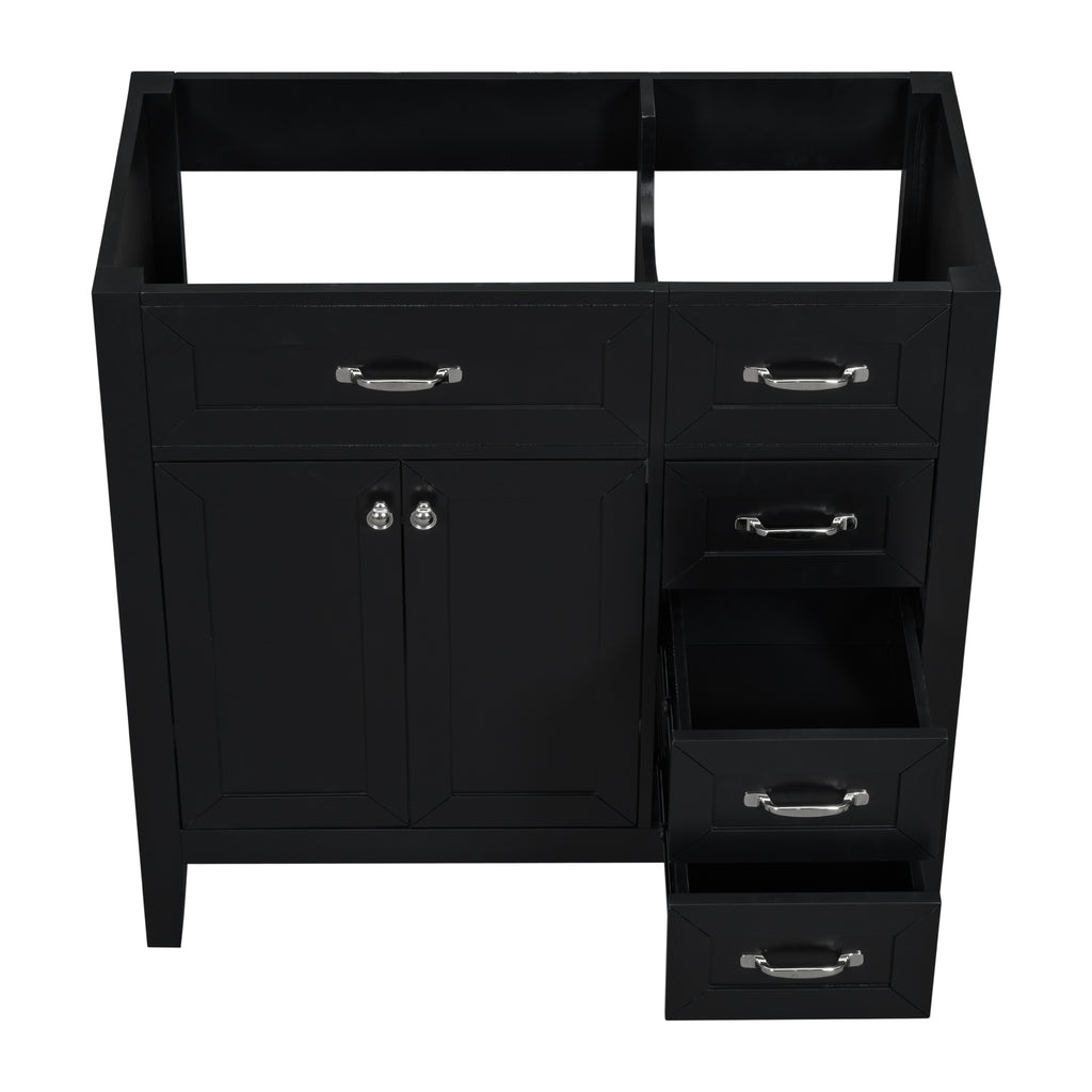 Leoglint 36" Bathroom Vanity without Sink, Cabinet Base Only, Bathroom Cabinet with Drawers, Solid Frame and MDF Board, Black