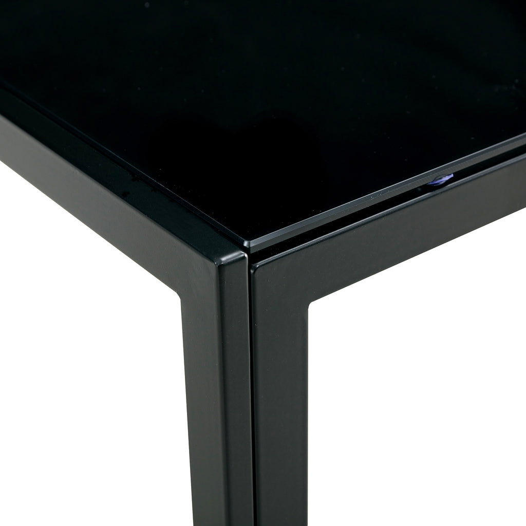 Leoglint Nesting Coffee Table Set of 2, Square Modern Stacking Table with Tempered Glass Finish for Living Room,Black