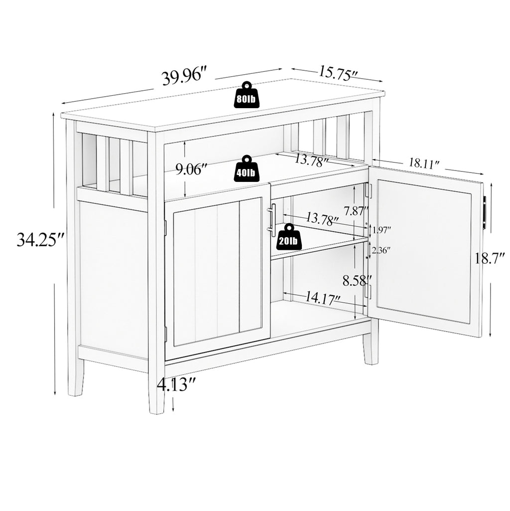 Leoglint Kitchen storage sideboard and buffet server cabinet-White