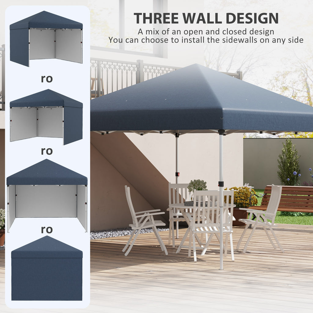 Leoglint  Outdoor Umbrella 10' x 10' Pop Up Canopy Tent with 3 Sidewalls, Leg Weight Bags and Carry Bag, Height Adjustable, Instant Party Tent Event Shelter Gazebo for Garden, Patio, Navy Blue