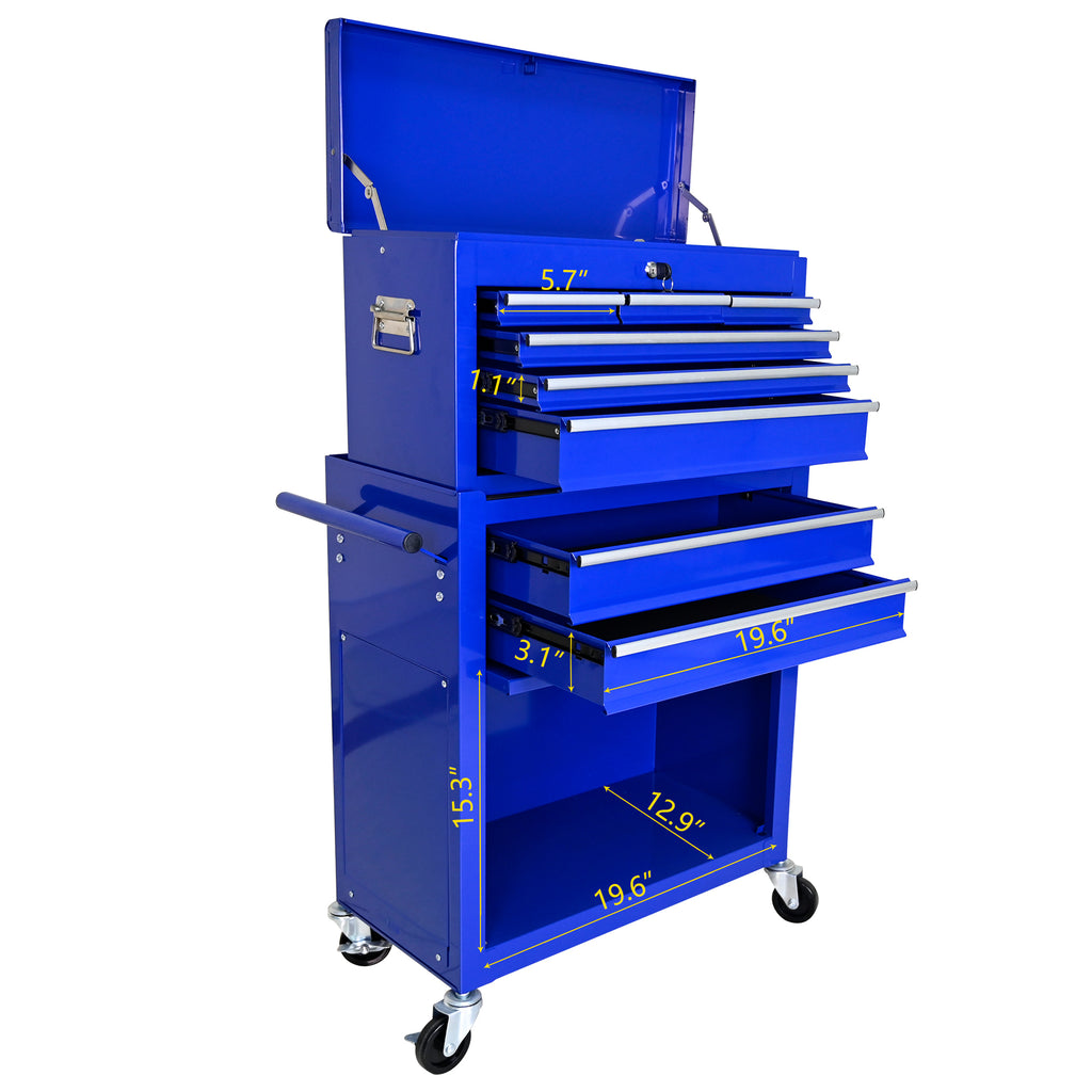 Leoglint High Capacity Rolling Tool Chest with Wheels and Drawers, 8-Drawer Tool Storage Cabinet--BLUE