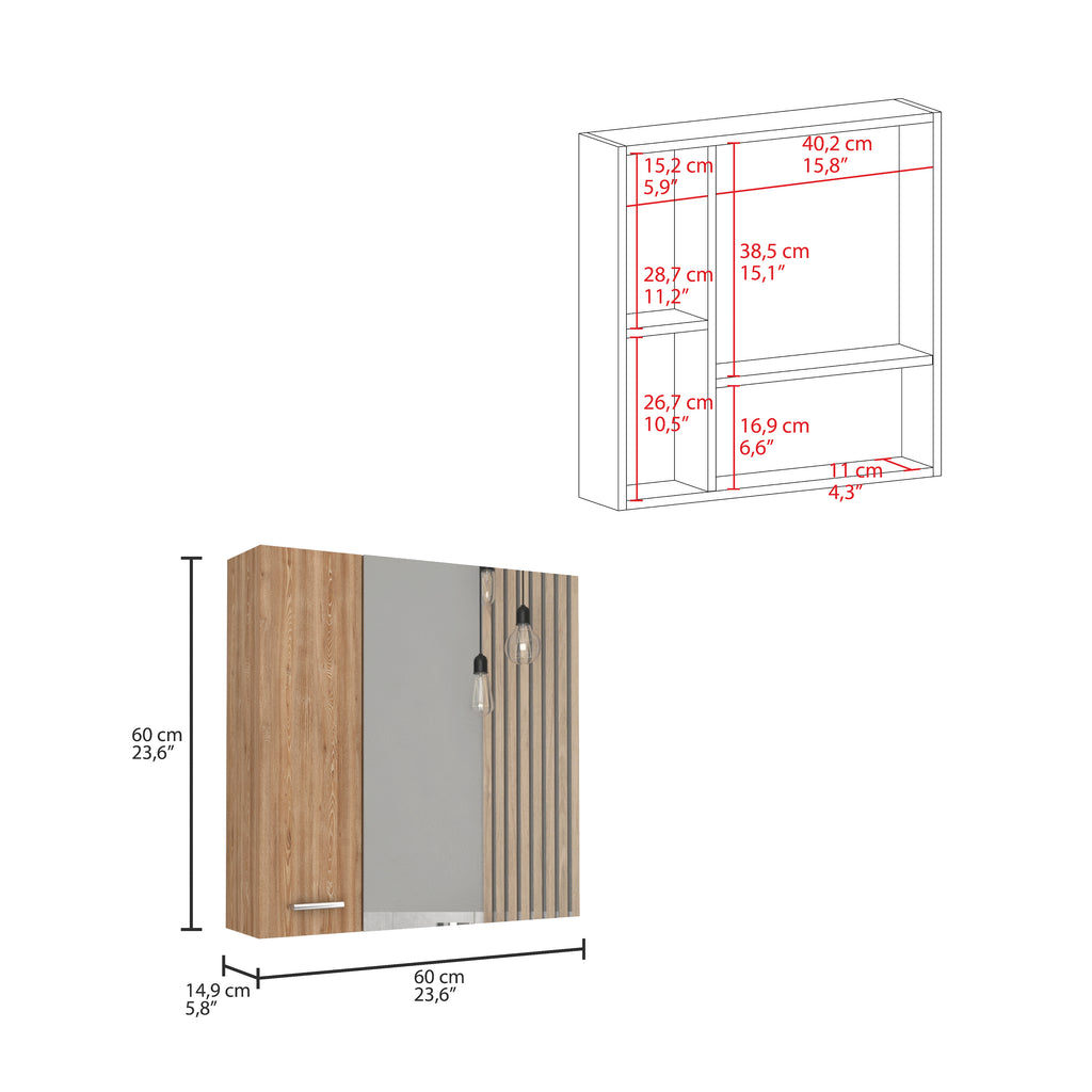 Leoglint Sines Medicine Cabinet, Four Internal Shelves, Single Door -Pine