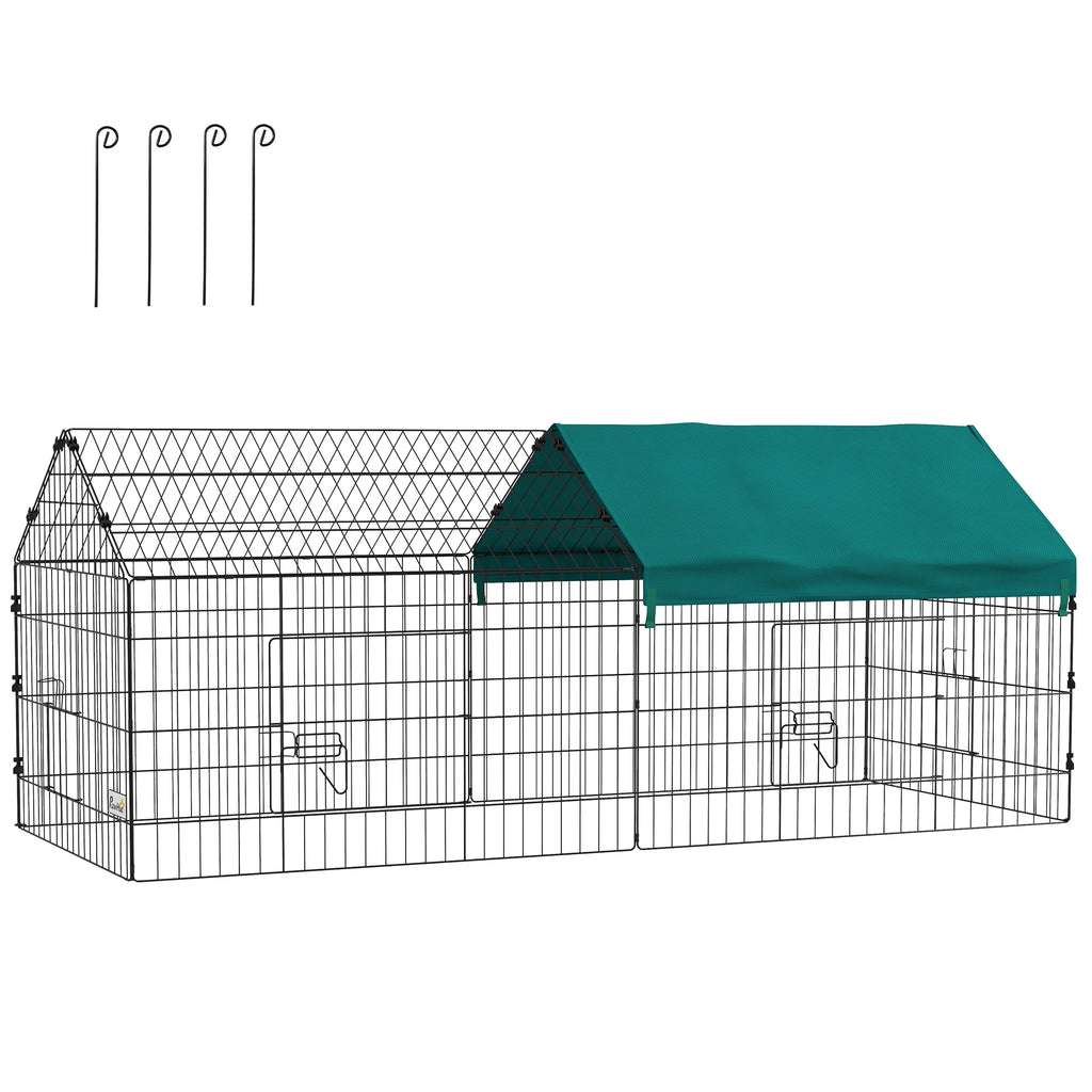 Leoglint 73" Small Animal Playpen, Pet Playpen Yard Fence for Rabbits, Chicken, Chinchillas with Roof for Indoor & Outdoor, Green