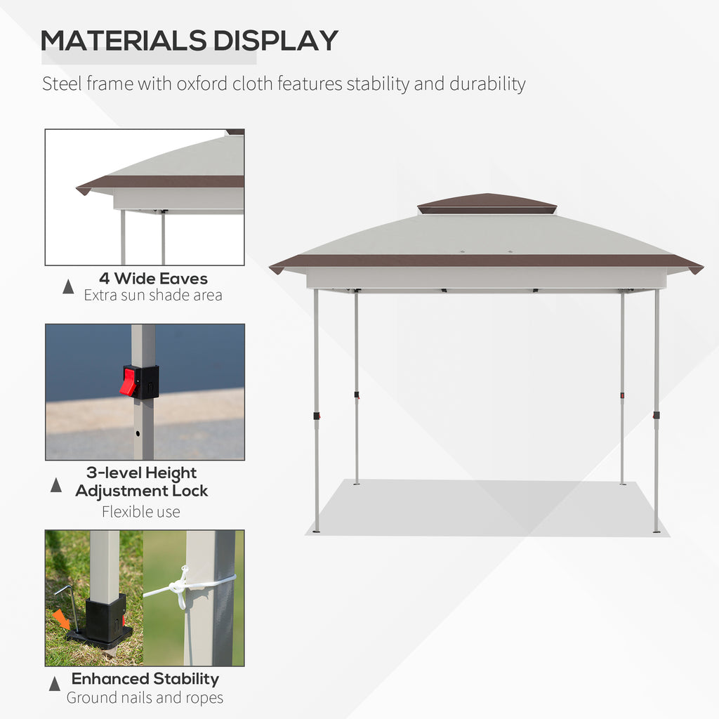 Leoglint Outdoor Umbrella 12' x 12' Pop Up Canopy Tent with Netting and Carry Bag, Instant Sun Shelter with 137 sq.ft Shade, Tents for Parties, Height Adjustable, for Outdoor, Garden, Patio, Beige and Brown