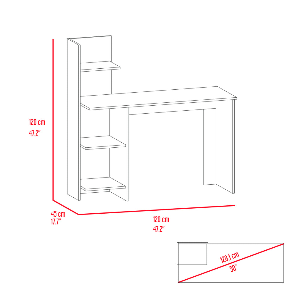 Leoglint Vilna 120 Writing Office Desk , Four Shelves -Smokey Oak