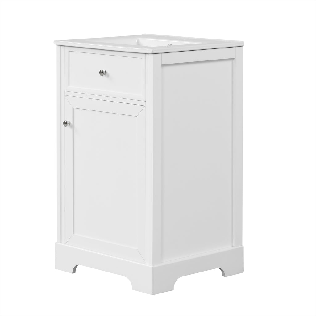 Leoglint 20" Bathroom Vanity with Sink, Bathroom Cabinet with Soft Closing Door, Storage Rack and Adjustable Shelve, White