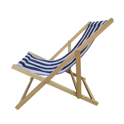 Leoglint populus wood sling Outdoor chair blue Stripe Broad blue Stripe (color: Dark blue) folding chaise lounge chair