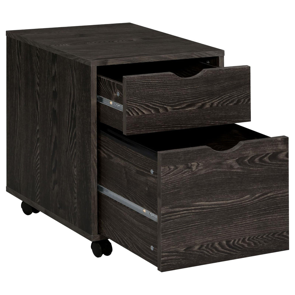 Leoglint Dark Oak 2-Drawer File Cabinet with Casters