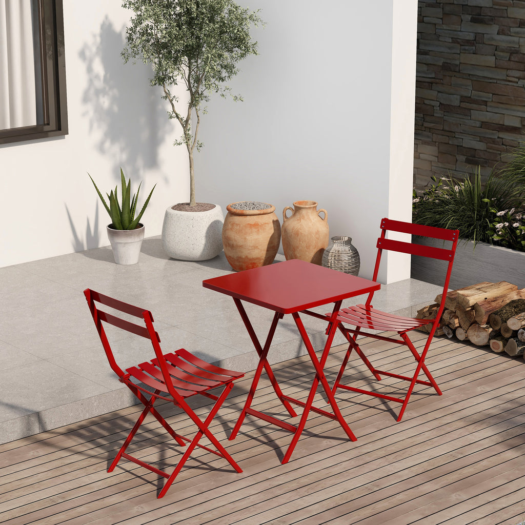 Leoglint 3 Piece Patio Bistro Set of Foldable Square Table and Chairs,Outdoor Chair, Red