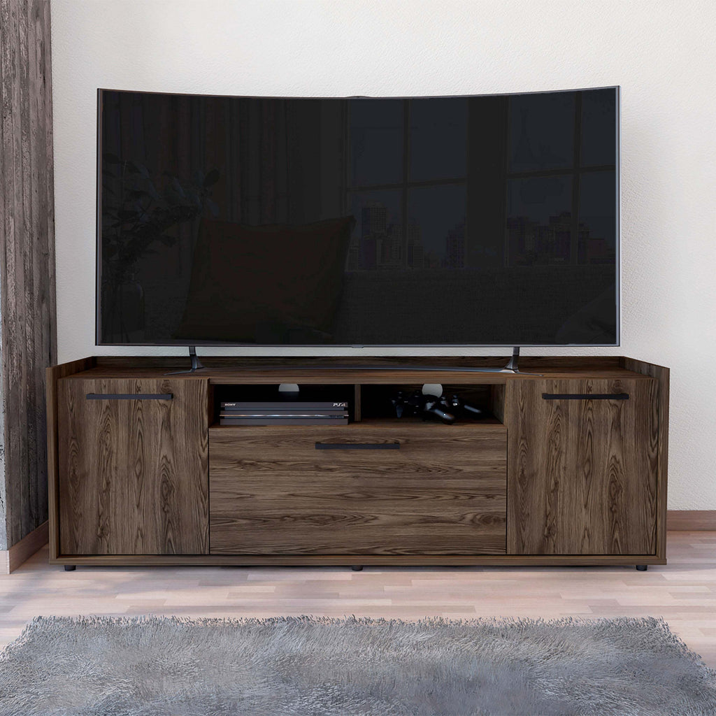 Leoglint Hollywood Tv Stand for TV´s up 60", Double Door Cabinets, One Flexible Cabinet, Dark Walnut