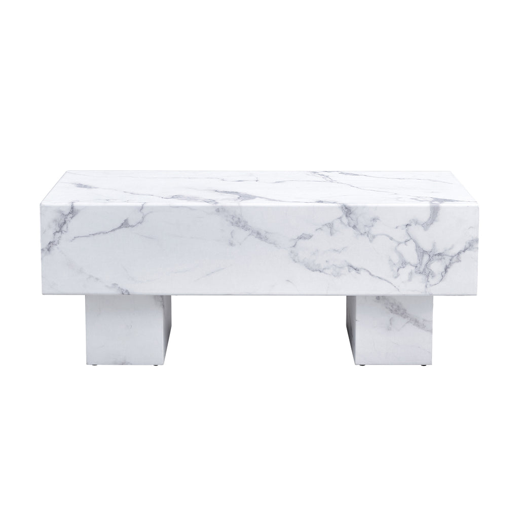 Leoglint The white coffee table has patterns. Modern rectangular table, suitable for living rooms and apartments. 43.3"*21.6"*17.2"