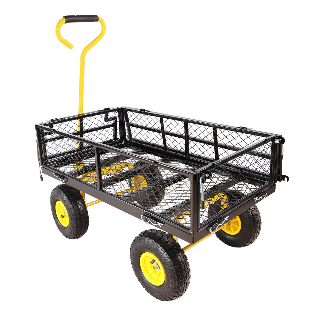 Leoglint Wagon Cart Garden cart trucks make it easier to transport firewood Yellow+Black