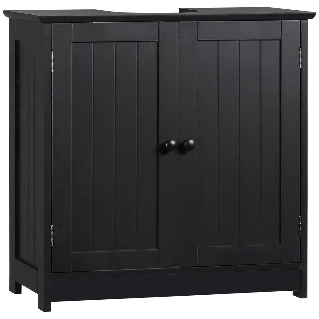 Leoglint Under Sink Bathroom Cabinet with 2 Doors and Shelf, Pedestal Sink Bathroom Vanity Cabinet, Black