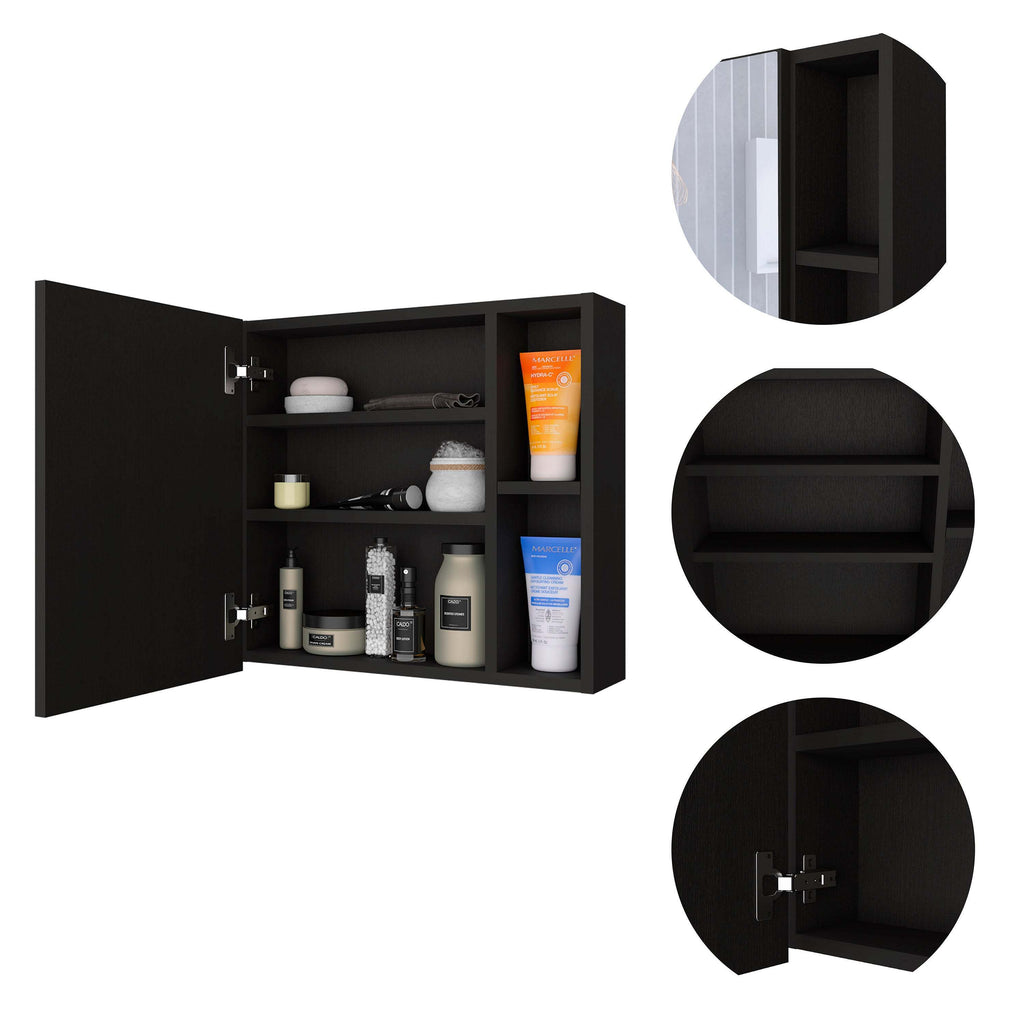 Leoglint Minsk Medicine Cabinet, Mirror, Two External Shelves, Single Door Cabinet, Three Interior Shelves