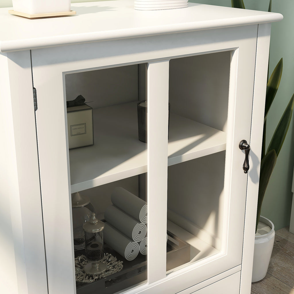 Leoglint Sideboard Buffet storage cabinet with single glass doors and unique bell handle