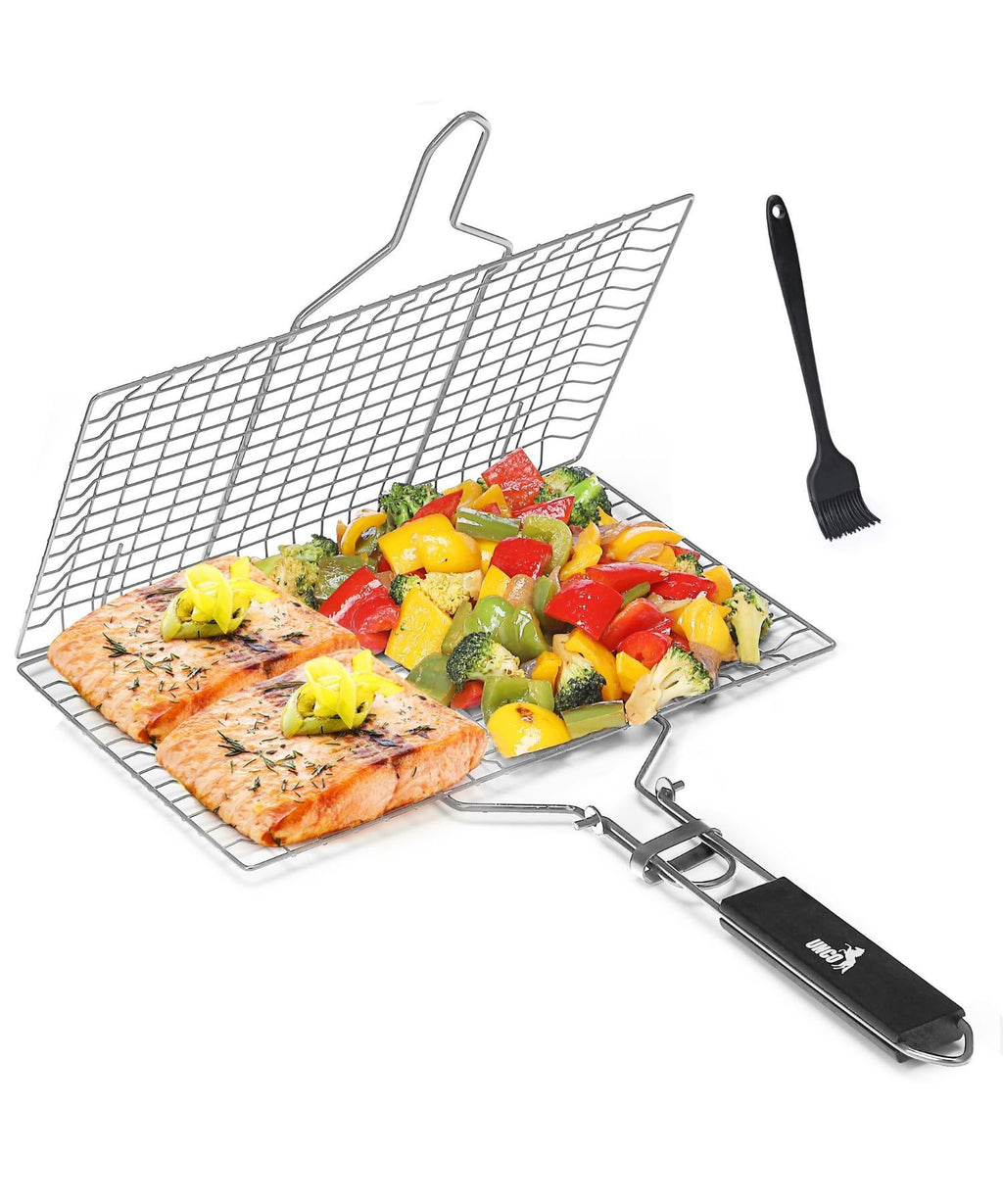 Leoglint Grill Basket, Stainless Steel, Fish Grill Baskets for Outdoor Grill, Vegetable Grill Basket, BBQ Grill Basket, Fish Basket for Grilling, Grill Accessories