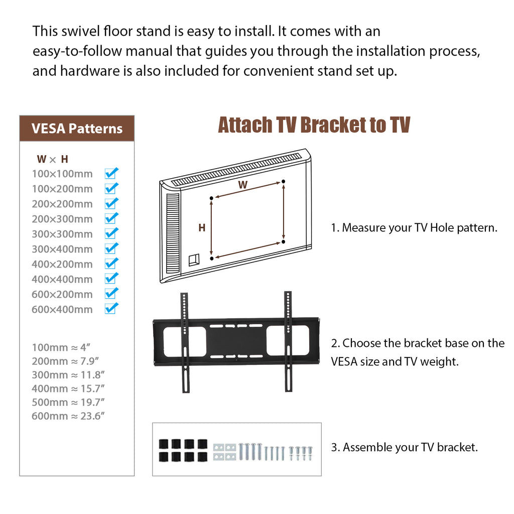 Leoglint Wooden Storage Tv Stand Black Tempered Glass Height Adjustable Universal Swivel Entertainment Center With Mount TV Stand