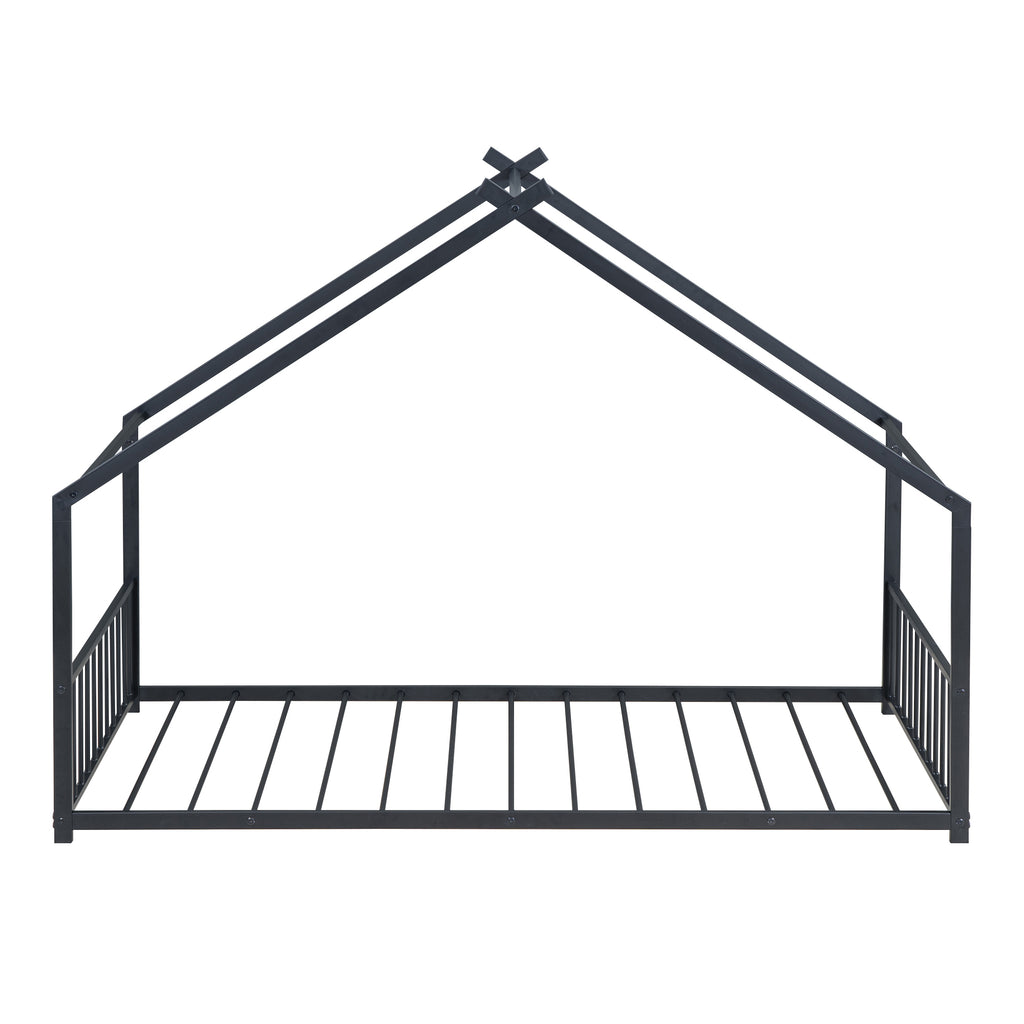 Leoglint Twin Size Metal House Bed Frame, Black