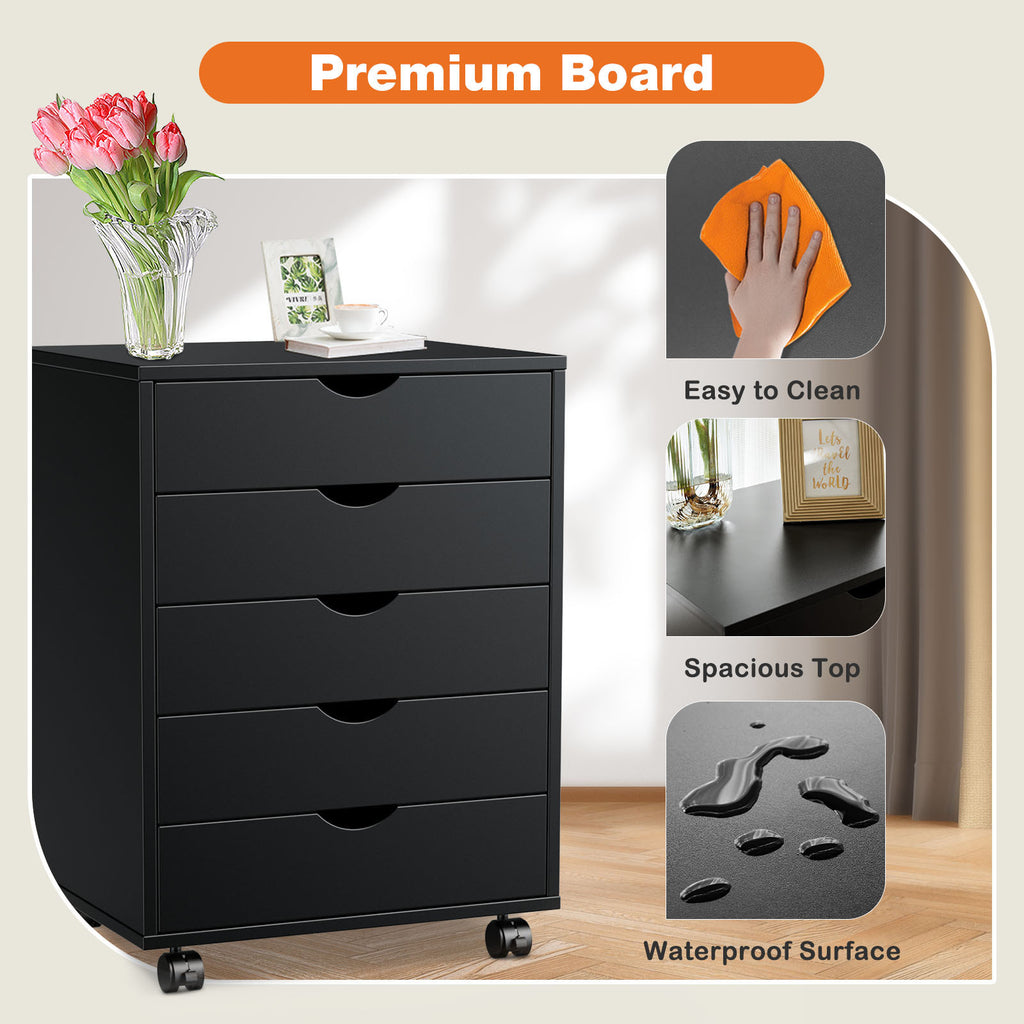 Leoglint Sweetcrispy 5 - Storage Cabinets Dressers Wood Dresser Cabinet with Wheels Mobile Organizer Drawers for Office