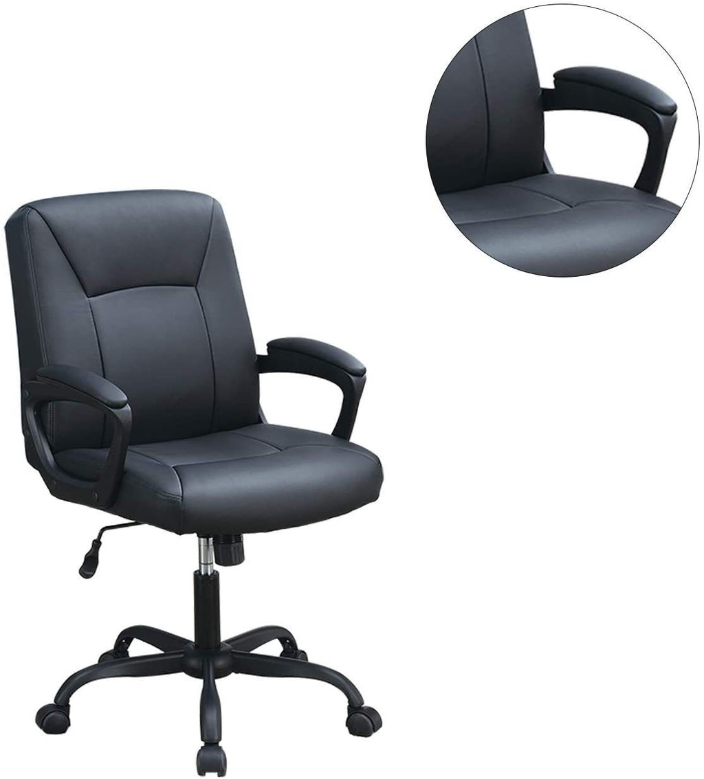 Leoglint Relax Cushioned Office Chair 1pc Black Upholstered Seat back Adjustable Chair Comfort